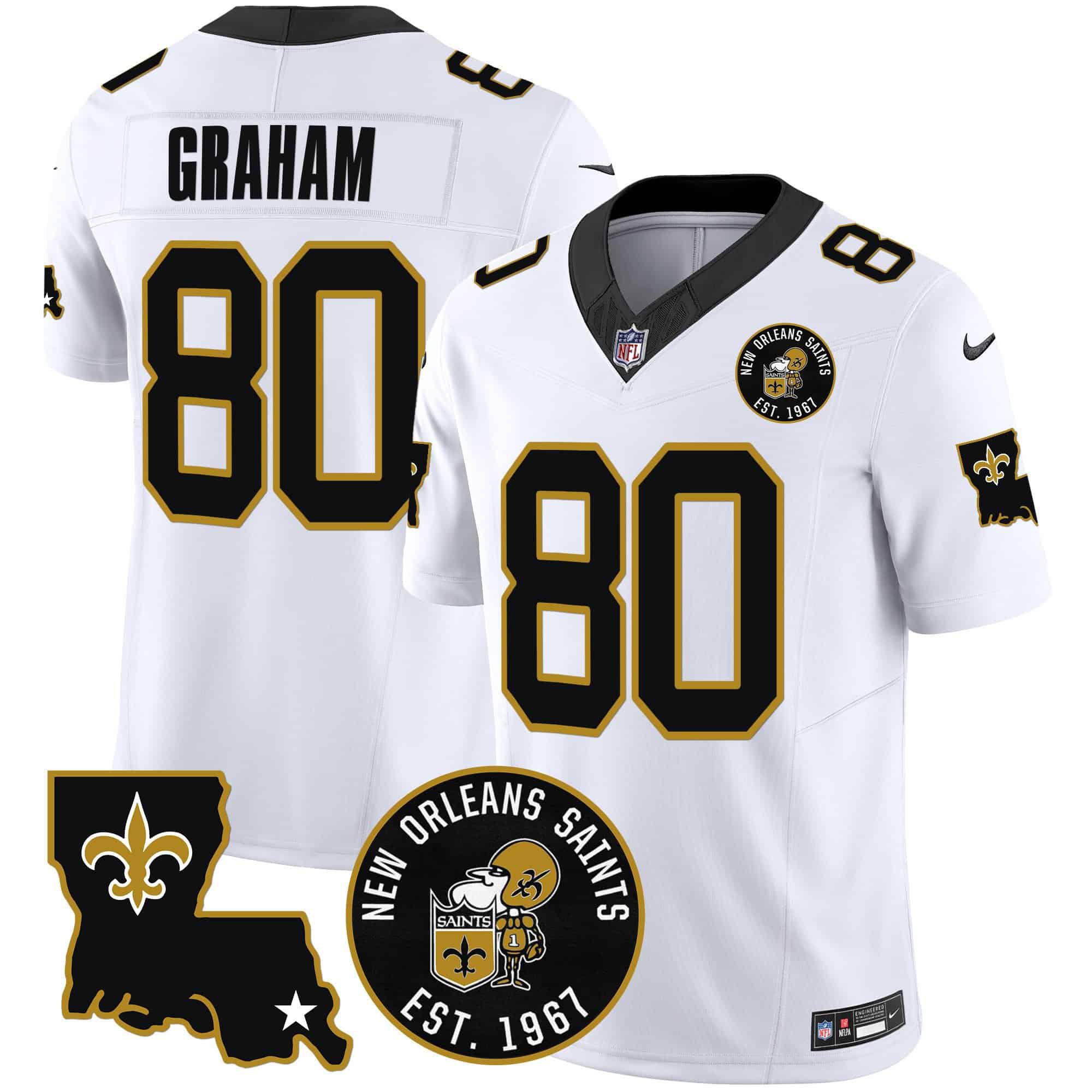 Men New Orleans Saints #80 Graham White 2024 Nike 1967 Patch Vapor Limited NFL Jersey